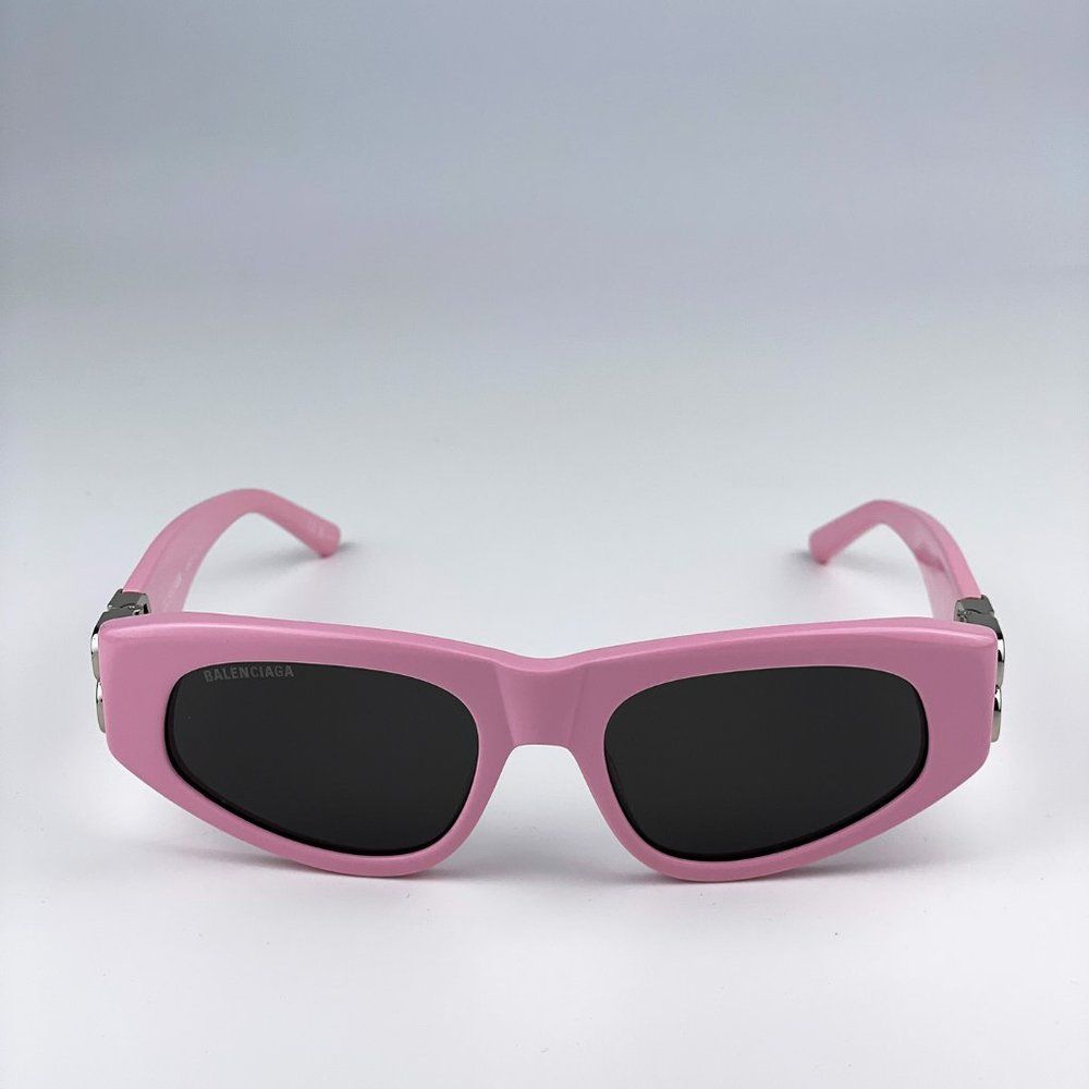 Balenciaga BB0095S 013 Sunglasses Light Pink Silver Grey Cat Eye Unisex - Picture 6 of 11